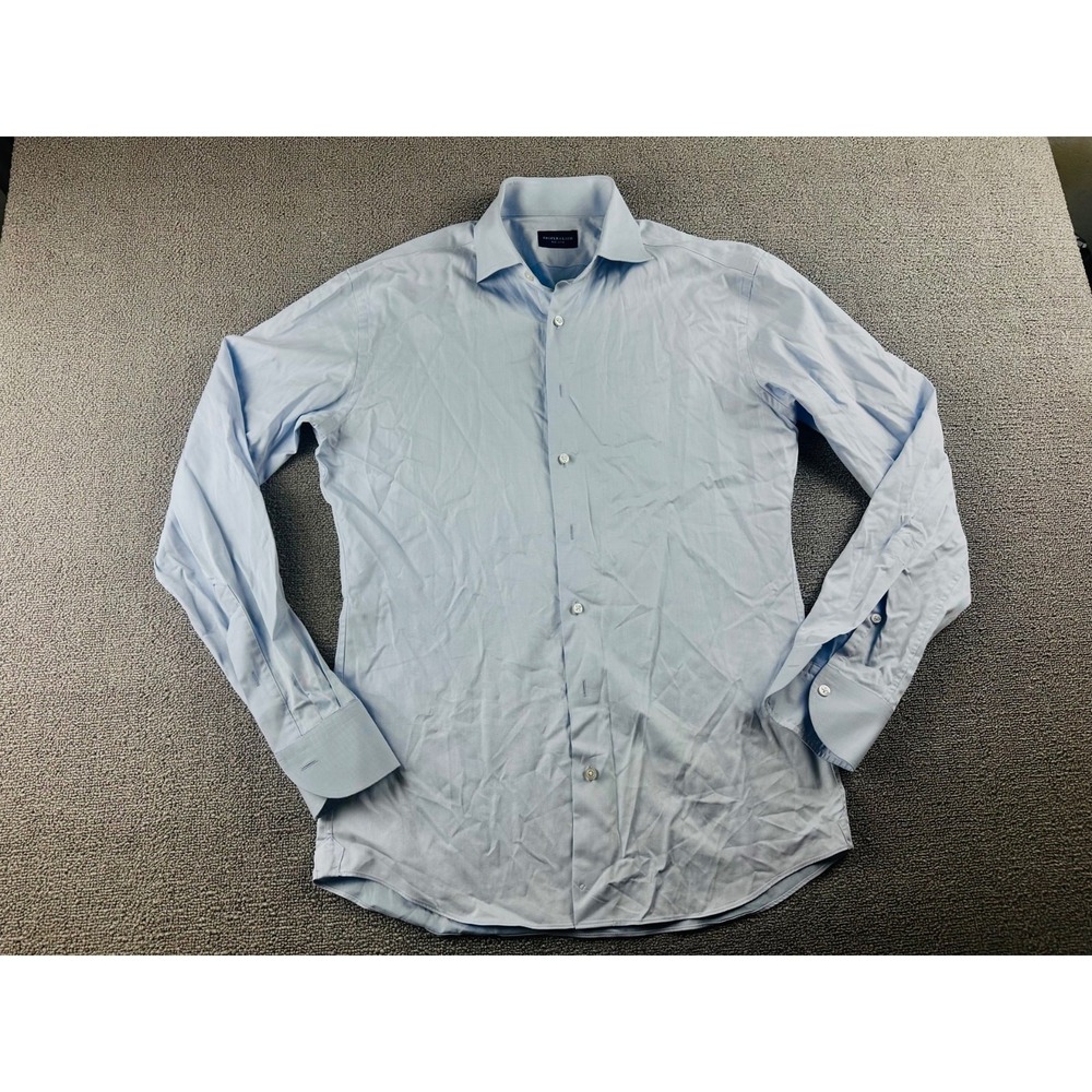Proper Cloth Dress Shirt Men M Blue Custom Solid 100% Cotton Business Formal